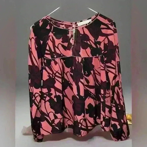 Abercrombie & Fitch Tops - Abercrombie Fitch Long Sleeved Blouse Mauve Black Baby Doll Women Size XS Sweet!